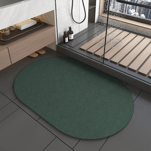 NNEDSZ 2 pcs Oval dark green Quick-Dry Absorbent Non-Slip Bath Rug for Bathroom, Kitchen & Entryway 40x60cm
