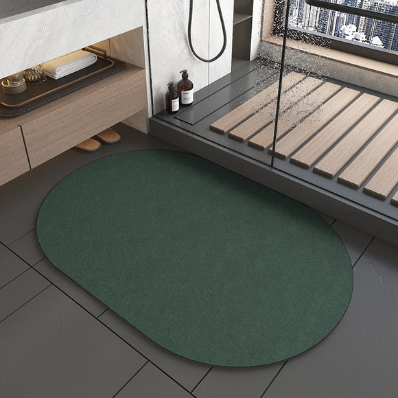 NNEDSZ 2 pcs Oval dark green Quick-Dry Absorbent Non-Slip Bath Rug for Bathroom, Kitchen & Entryway 40x60cm