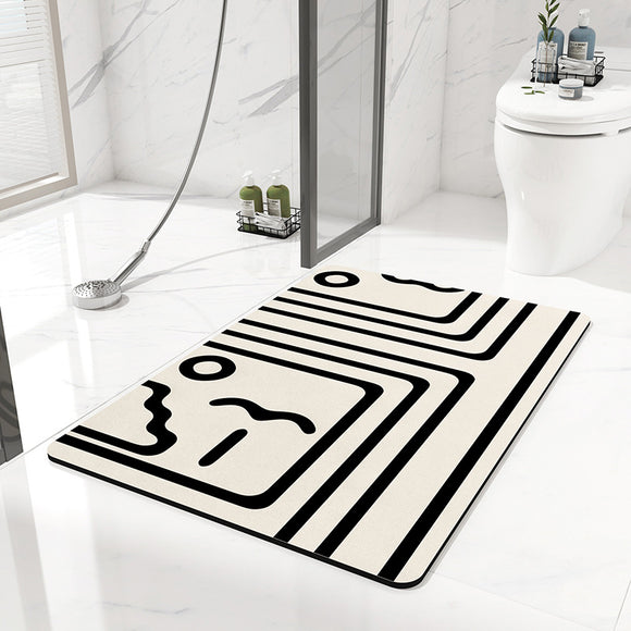 NNEDSZ 2 pcs Black and white stripes Quick-Dry Absorbent Non-Slip Bath Rug for Bathroom, Kitchen & Entryway 40x60cm