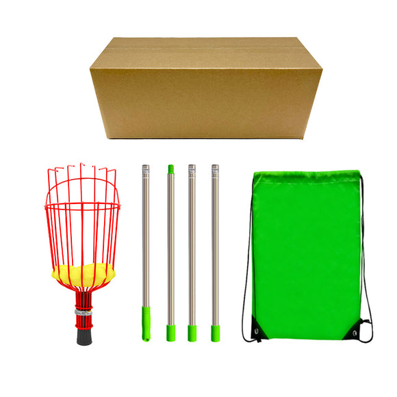 NNEDSZ Fruit picking tool with telescopic pole - stainless steel fruit picking pole, high altitude tree fruit picking tool 1.6m