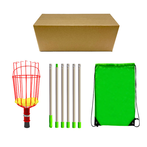 NNEDSZ Fruit picking tool with telescopic pole - stainless steel fruit picking pole, high altitude tree fruit picking tool 2.4m
