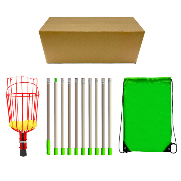 NNEDSZ Fruit picking tool with telescopic pole - stainless steel fruit picking pole, high altitude tree fruit picking tool 4m