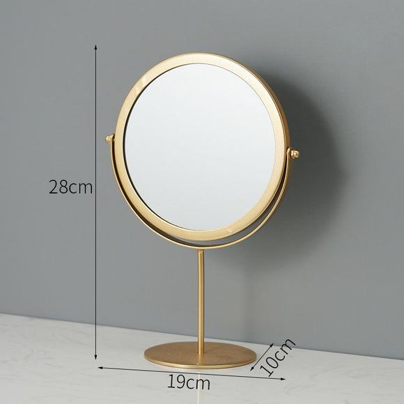 NNEDSZ Gold Rotating Tabletop Makeup Mirror - 360° Swivel Vanity Mirror for Bedroom & Desk