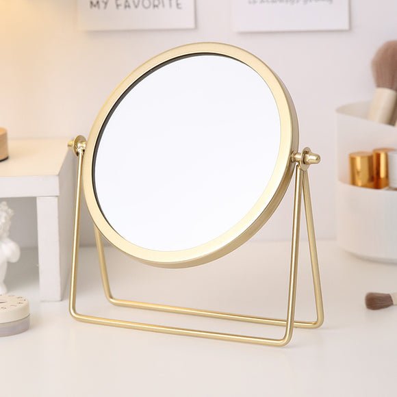 NNEDSZ Gold Rotating Tabletop Makeup Mirror - 360º Swivel Vanity Mirror for Bedroom & Desk