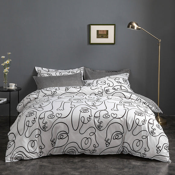 NNEDSZ White graffiti Duvet Cover - 3 Piece Bedding Set (with Corner Ties)Quilt cover 200cm x 230cm, pillowcase 51 x 92cm