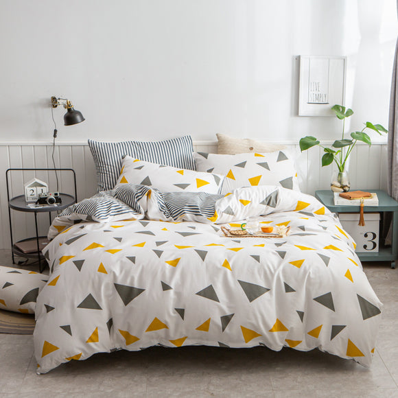 NNEDSZ Triangle pattern Duvet Cover - 3 Piece Bedding Set (with Corner Ties)Quilt cover 200cm x 230cm, pillowcase 51 x 92cm