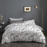 NNEDSZ White graffiti Duvet Cover - 3 Piece Bedding Set (with Corner Ties)Quilt cover 230cm x 265cm, pillowcase 51 x 92cm