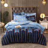 Geometric Print Duvet Cover - 3 Piece Blue Ombre Bedding Set Quilt cover 230x230cm-Pillow cover 51x76cm