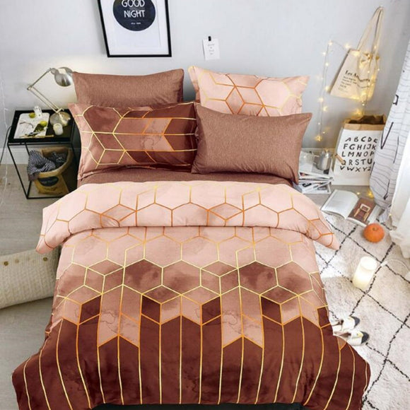 NNEDSZ Geometric Print Duvet Cover - 3 Piece Brown Ombre Bedding Set Quilt cover 230x230cm-Pillow cover 51x76cm