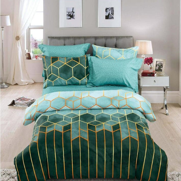 NNEDSZ Geometric Print Duvet Cover - 3 Piece Green Ombre Bedding Set Quilt cover 230x230cm-Pillow cover 51x76cm