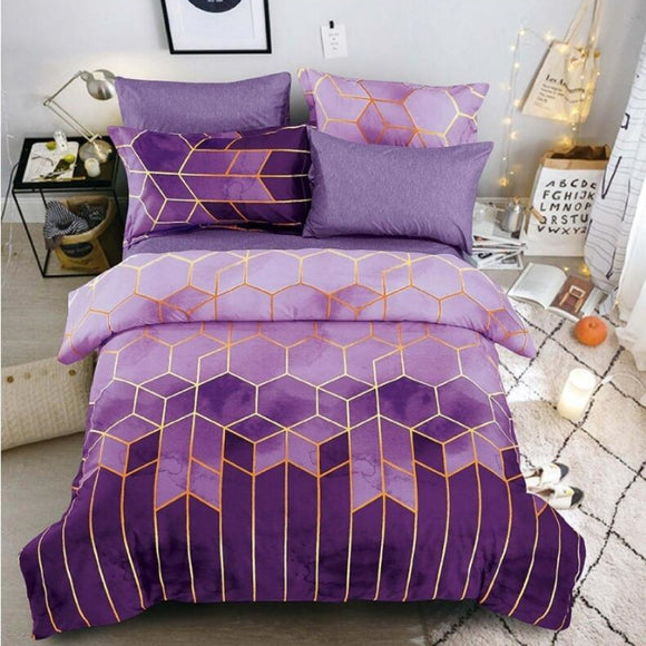 NNEDSZ Geometric Print Duvet Cover - 3 Piece Purple Ombre Bedding Set Quilt cover 230x230cm-Pillow cover 51x76cm
