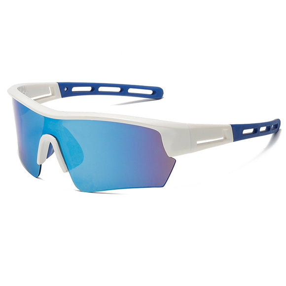 NNEDSZ 2 pcs Outdoor Sports Sunglasses - UV Protection HD Lenses for Cycling, Boating, Fishing(White blue frame blue mercury)