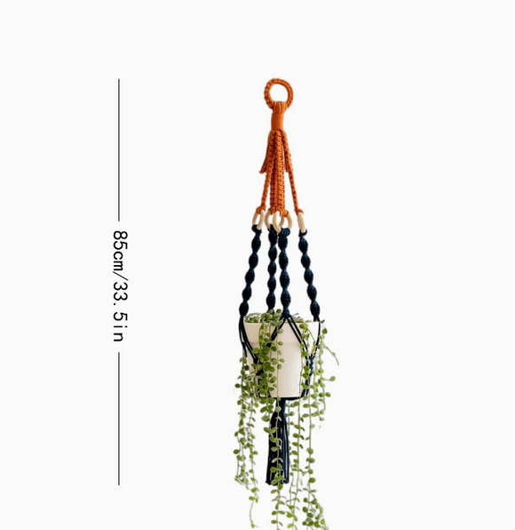 NNEDSZ 2 pcs Handwoven Plant Hanger-Cotton Rope Hanging Planter with Wooden Rings
