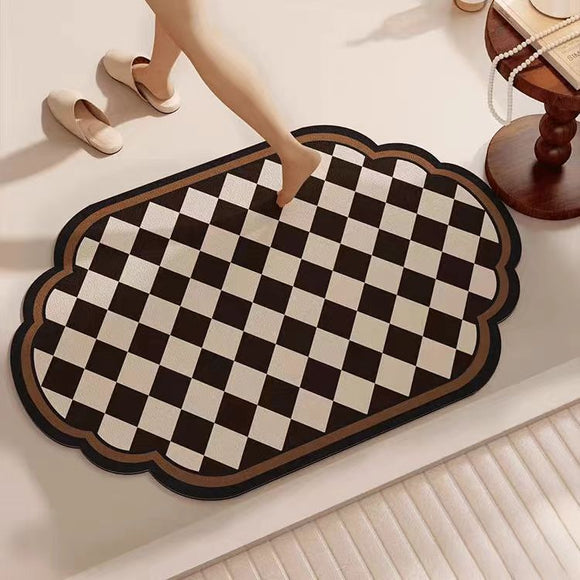NNEDSZ Lattice Diatomaceous Earth Bathroom Mat - Vintage Design, Fast-Dry Anti-Slip 60*90cm