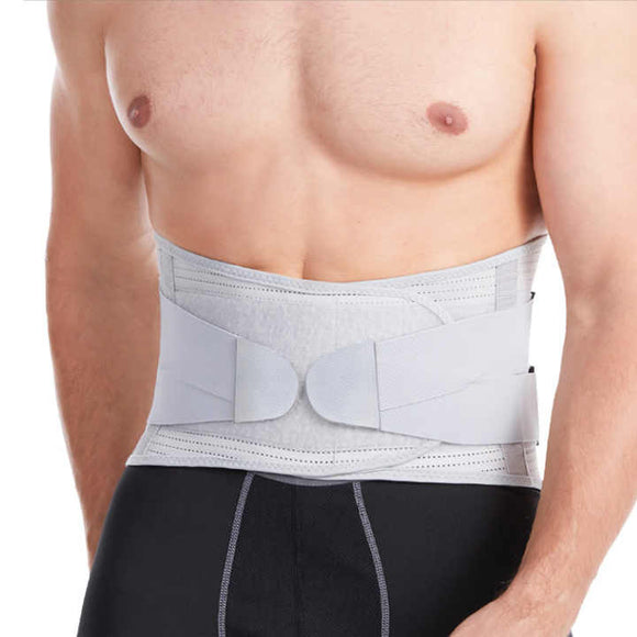 NNEDSZ Size M Grey Breathable Waist Support Belt - Adjustable Back Brace for Men and Women, Ideal for Weightlifting, Squats & Back Pain Relief