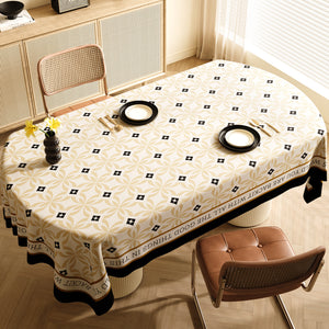 NNEDSZ Style E Black And Off White Premium PVC Tablecloth - Oil & Water Resistant Table Cover for Dining Tables (120 x 180 cm)