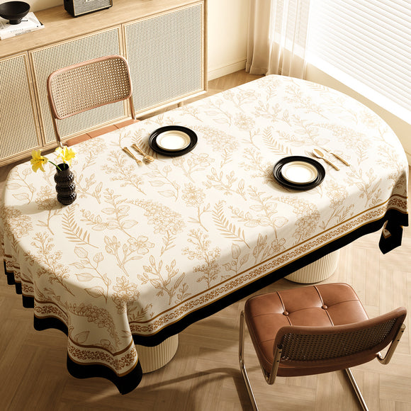 NNEDSZ Style A Black And Off White Premium PVC Tablecloth - Oil & Water Resistant Table Cover for Dining Tables (140 x 220 cm)