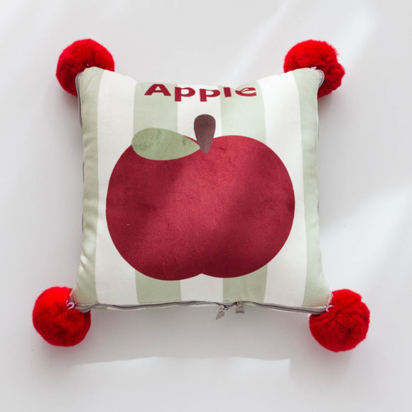 NNEDSZ Red Apple Pattern Premium Plush Throw Pillow Blanket Combo – Versatile Sofa Cushion for Home and Car Use, Ideal for Naps and Lounging