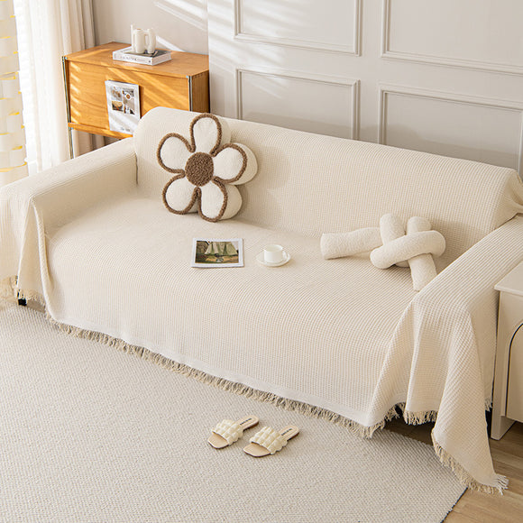 NNEDSZ 180*340CM Off White Premium Polyester Sofa Throw Blanket, Multi-Seasonal Use, Sofa Protector