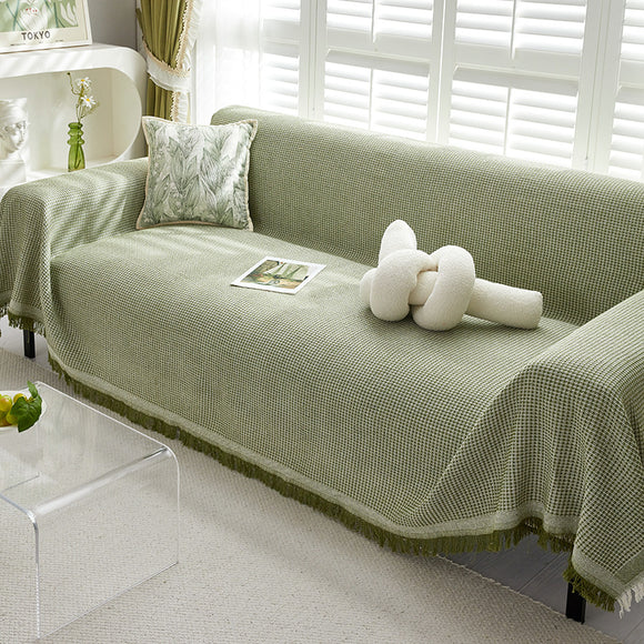 NNEDSZ 180*420CM Green Premium Polyester Sofa Throw Blanket, Multi-Seasonal Use, Sofa Protector