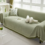 NNEDSZ 180*420CM Green Premium Polyester Sofa Throw Blanket, Multi-Seasonal Use, Sofa Protector