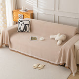 NNEDSZ 180*420CM Light Brown Premium Polyester Sofa Throw Blanket, Multi-Seasonal Use, Sofa Protector