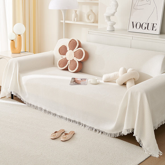 NNEDSZ 180*420CM White Premium Polyester Sofa Throw Blanket, Multi-Seasonal Use, Sofa Protector