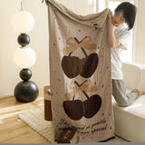 NNEDSZ Brown Cherry Pattern Soft and Absorbent 4-Layer Cotton Bath Towel for Adults and Children | Cartoon Design | 80*160 cm | Perfect for Bathing and Lounging