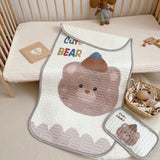 NNEDSZ Cute Bear Pattern 2 Piece Set Kids Cooling Pad Set - 60x120cm Cartoon Latex Mattress Protector,  Pillow