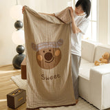 NNEDSZ Brown Bear Pattern Soft and Absorbent 4-Layer Cotton Bath Towel for Adults and Children | Cartoon Design | 80*160 cm | Perfect for Bathing and Lounging