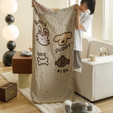 NNEDSZ Brown animals Pattern Soft and Absorbent 4-Layer Cotton Bath Towel for Adults and Children | Cartoon Design | 80*160 cm | Perfect for Bathing and Lounging