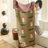 NNEDSZ Mushroom Pattern Soft and Absorbent 4-Layer Cotton Bath Towel for Adults and Children | Cartoon Design | 80*160 cm | Perfect for Bathing and Lounging