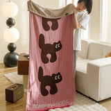 NNEDSZ Cats Pattern Soft and Absorbent 4-Layer Cotton Bath Towel for Adults and Children | Cartoon Design | 80*160 cm | Perfect for Bathing and Lounging