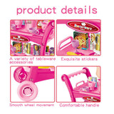 NNEDSZ Red Children's Pretend Play Kitchen Cart Set with Toys - Roleplay Cooking Set with Accessories - Educational Toy for Kids