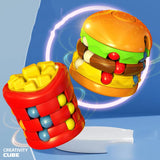 NNEDSZ 2 pcs set Burger Fidget Toy with Fries - Stress Relief Spinner and Brain Teaser for Kids - Fun Educational Toy for Focus and Dexterity
