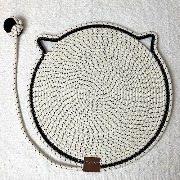 NNEDSZ 3 Pcs White Durable Cat Scratching Mat with Attached Toy Ball - Washable and Multi-Functional, Ideal for Cats' Scratching and Sleeping - 50cm Diameter