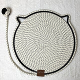 NNEDSZ 3 Pcs White Durable Cat Scratching Mat with Attached Toy Ball - Washable and Multi-Functional, Ideal for Cats' Scratching and Sleeping - 50cm Diameter