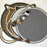 NNEDSZ 3 Pcs White Durable Cat Scratching Mat with Attached Toy Ball - Washable and Multi-Functional, Ideal for Cats' Scratching and Sleeping - 50cm Diameter