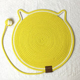 NNEDSZ 3 Pcs Yellow Durable Cat Scratching Mat with Attached Toy Ball - Washable and Multi-Functional, Ideal for Cats' Scratching and Sleeping - 50cm Diameter