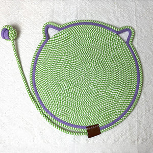 NNEDSZ 3 Pcs Green Durable Cat Scratching Mat with Attached Toy Ball - Washable and Multi-Functional, Ideal for Cats' Scratching and Sleeping - 50cm Diameter