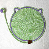 NNEDSZ 3 Pcs Green Durable Cat Scratching Mat with Attached Toy Ball - Washable and Multi-Functional, Ideal for Cats' Scratching and Sleeping - 50cm Diameter