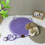 NNEDSZ 3 Pcs White And Green Durable Cat Scratching Mat with Attached Toy Ball - Washable and Multi-Functional, Ideal for Cats' Scratching and Sleeping - 50cm Diameter