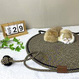 NNEDSZ 3 Pcs White And Green Durable Cat Scratching Mat with Attached Toy Ball - Washable and Multi-Functional, Ideal for Cats' Scratching and Sleeping - 50cm Diameter