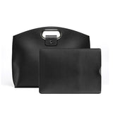 NNEDSZ Black Elegant PU Leather Laptop Handbag & Sleeve - Protective and Stylish Laptop Case with Adjustable Strap for 15.6-inch Laptops