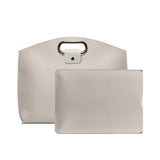 NNEDSZ Off White Elegant PU Leather Laptop Handbag & Sleeve - Protective and Stylish Laptop Case with Adjustable Strap for 15.6-inch Laptops