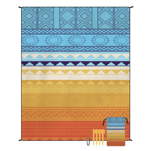 NNEDSZ Style STD-001-1 Blue And Orange Quick Dry Beach Mat Sand Proof Waterproof Outdoor Picnic Blanket - Compact & Lightweight