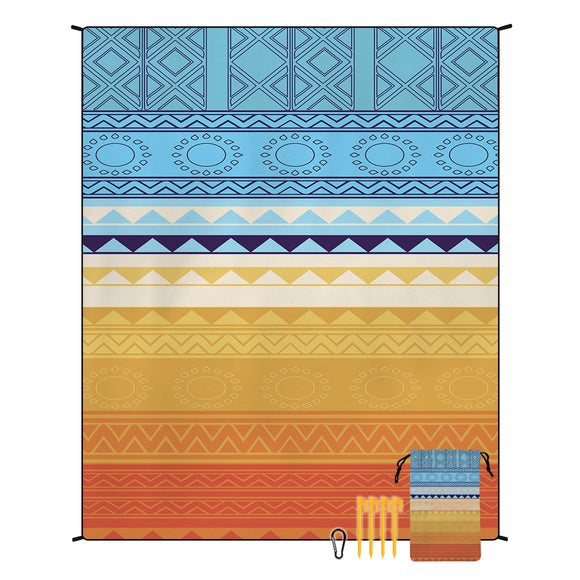 NNEDSZ Style STD-001-1 Blue And Orange Quick Dry Beach Mat Sand Proof Waterproof Outdoor Picnic Blanket - Compact & Lightweight