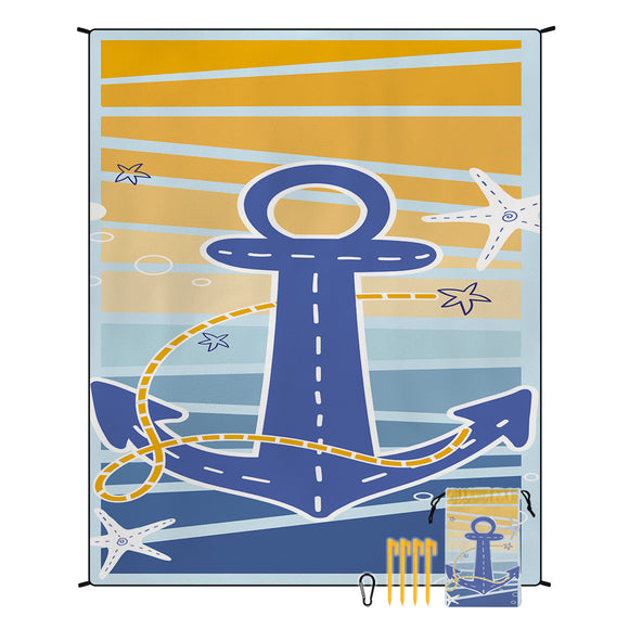 NNEDSZ Style STD-001-3 Blue And Yellow Quick Dry Beach Mat Sand Proof Waterproof Outdoor Picnic Blanket - Compact & Lightweight