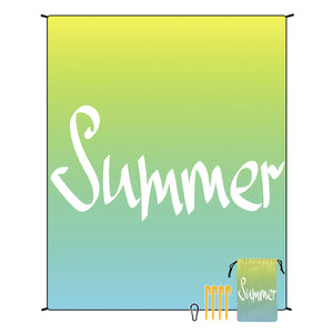 NNEDSZ Style STD-001-21 Blue And Green Quick Dry Beach Mat Sand Proof Waterproof Outdoor Picnic Blanket - Compact & Lightweight
