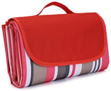 NNEDSZ Red Stripes Stitching Premium Picnic Mat - Extra Thick & Waterproof Oxford Cloth Camping Blanket - 145x180cm